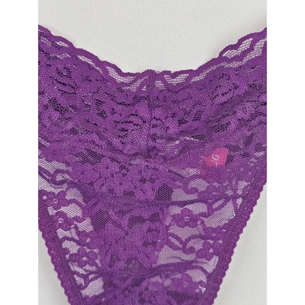 No Boundaries Womens Purple Floral Lace Thong Panty‎ Size Large New With Tags